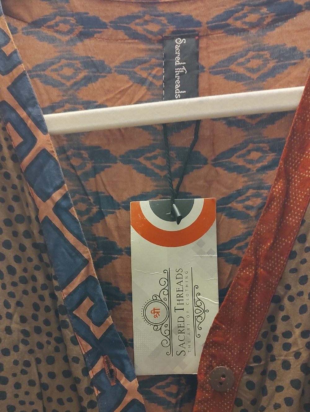 Sacred Threads Rust and Navy Geometric Maxi Dress - Picture 2 of 5